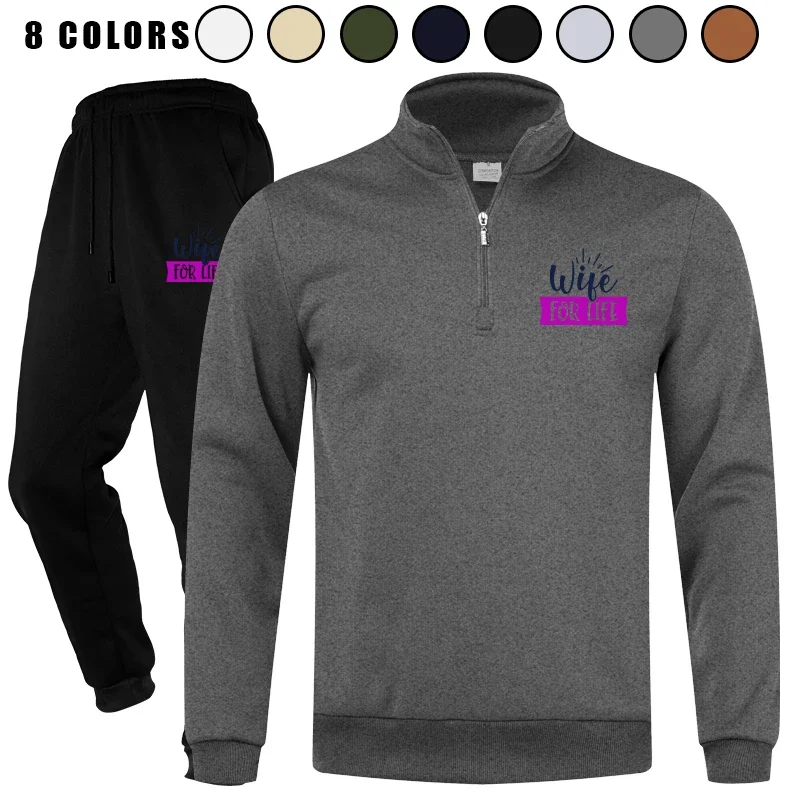 

Men's 2 Piece Casual Sports Polo Athletic Long Sleeve Jogging Quarter Zip Tracksuit Set Sweatsuit