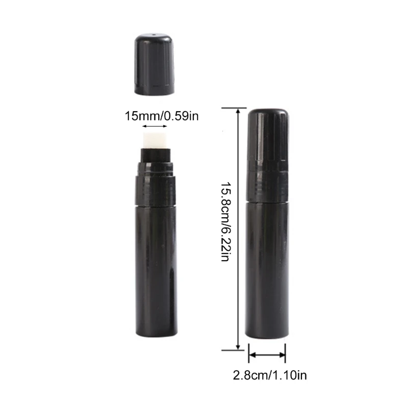 2 قطعة إعادة الملء فارغة قلم جاف للرسم قضيب القلم الأسود الأكريليك علامة فارغة 15 مللي متر طرف مسطح قلم فارغ لكتابة الرسم