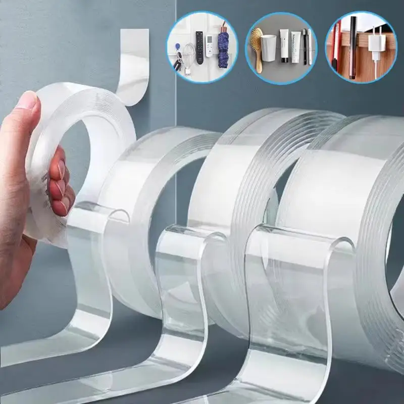 1-5m Nano Tape Tracsless Double Sided Tape Transparent No Trace Reusable Waterproof Adhesive Sticky Heavy-duty Two Side Tape