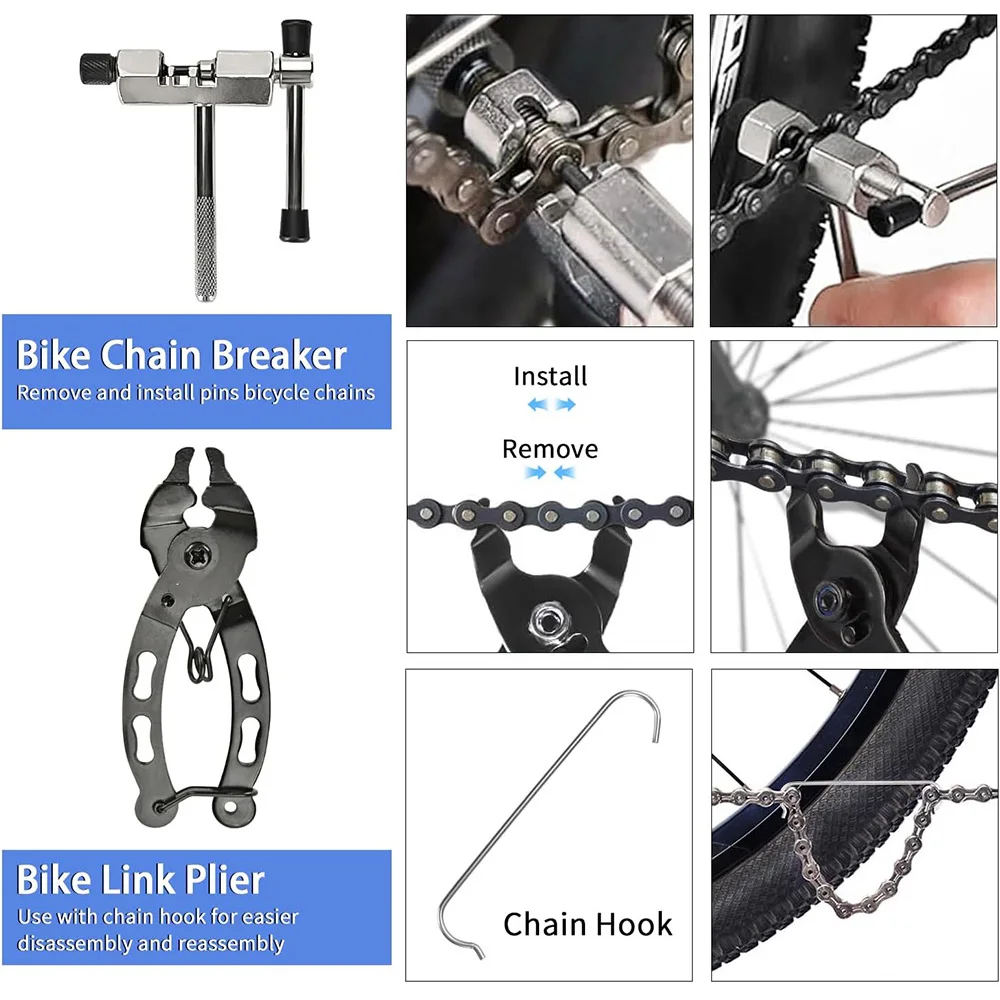 Bike Tool Kit Professional Bike Repair Tools with Cassette Remover Wrench Chain Breaker Cycling MTB Road Bike Maintenance Tool view 2