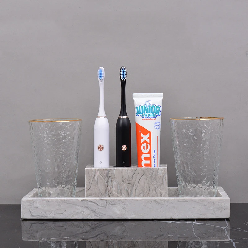 Natural Marble Sets of Accessories for the Bathroom Electric Toothbrush Holder Glass Cup Tumbler Tray Bathroom Accessories Sets