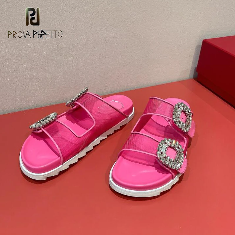 

Diamond Square Buckle Slippers 2023 Summer Cool Outside Walking Shoes Leisure Green White Beautiful All Match Open Toe Shoes