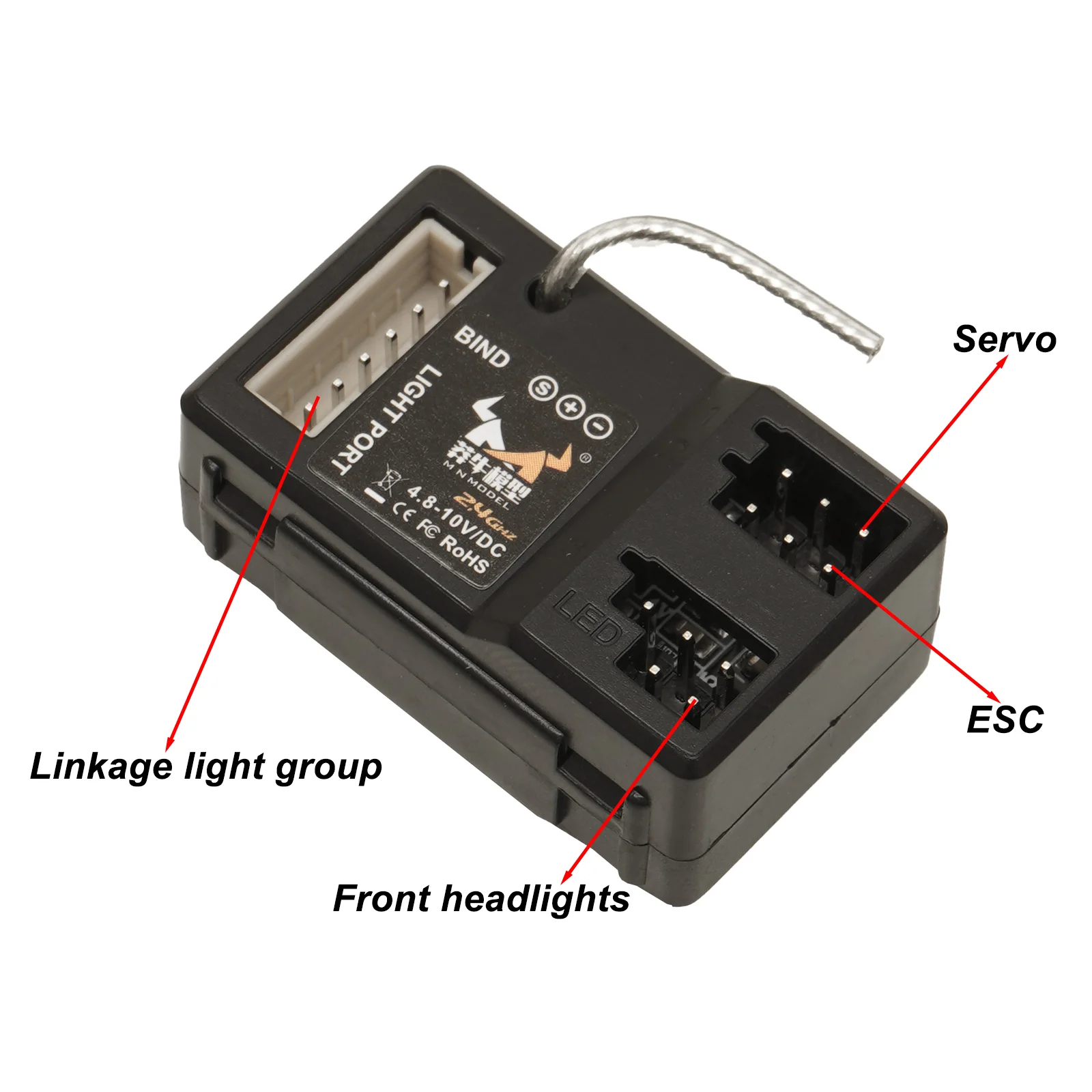 Ricevitore 2CH 2.4G con gruppo luci di collegamento per trasmettitore MN a 2 canali 1/12 MN modello MN82 MN78 MN99S MN128 MN168 RC Crawler Car