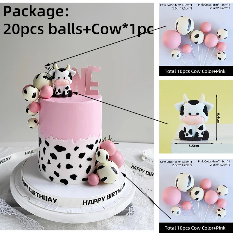 New Farm Themed Cake Toppers Kids First Birthday Party Cake Decorations Baby Shower Cow Ornament Tractor Chicken Birthday Insert