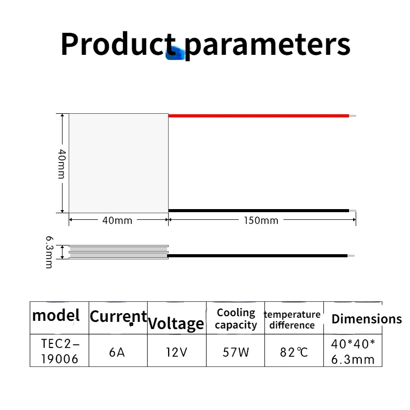 TEC2-19006 double-layer semiconductor refrigeration sheet 40 * 40 * 6.3mm