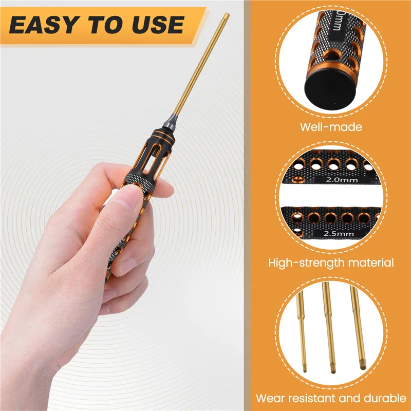 A72T 4Pcs/Set Titanium Plating 1.5Mm/2Mm/2.5Mm/3Mm Hexagon Screwdriver Screw Driver Tool For Rc Model Car Boat Airplane