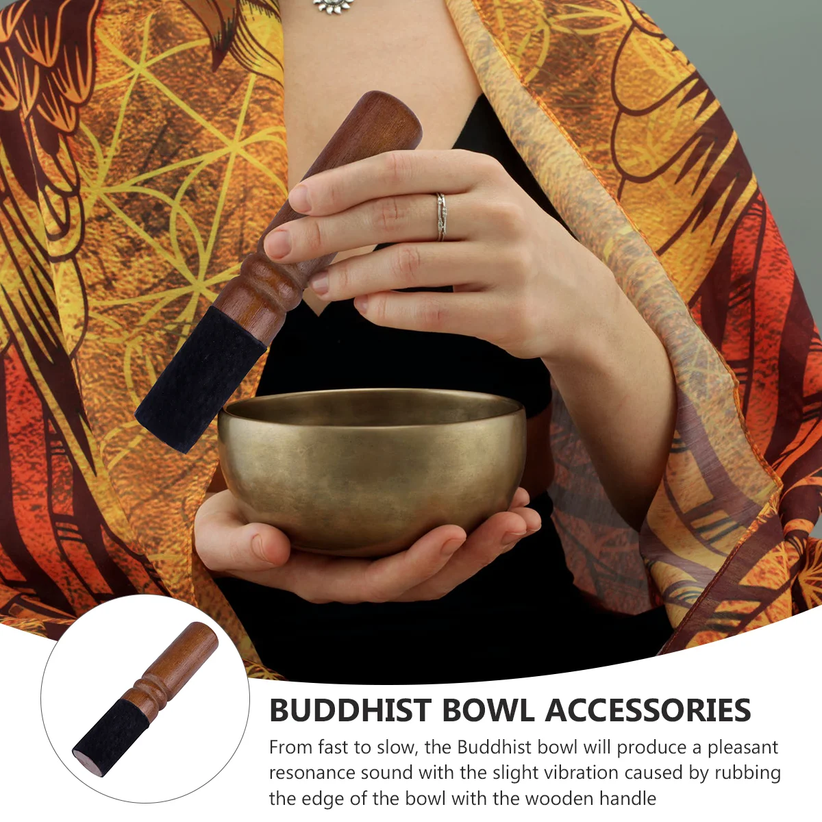 Gong Mallet Striker Singing Bowl Stick Crystal for Buddha Sound Chanting