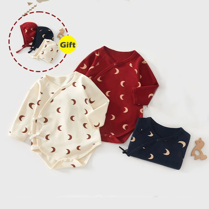 Baby Triangle Crawling Suit 0-18 Months Baby Bag Butt Clothes Autumn Newborn Cotton Long Sleeved Clothes