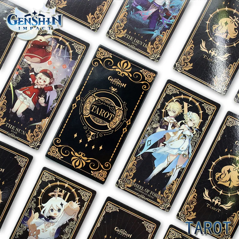 22Pcs Genshin Impact Tarot Cosplay Anime Game Genshin Playing Cards Zhongli Kazuha Raiden Shogun Yae Miko Vita Tarot