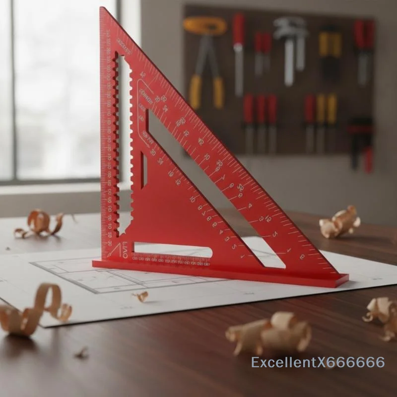 7/12 Inch Aluminum Triangle Ruler Metric Woodworking Square Carpenter Engineer