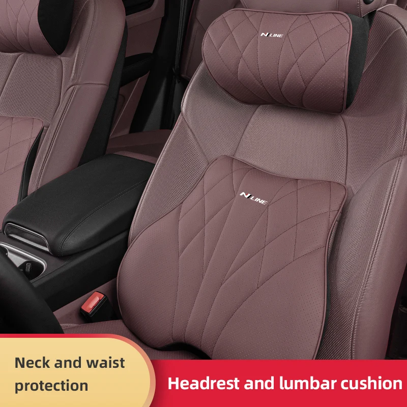 Universal Car Headrest Neck Pillow Lumbar Memory Foam Cervical Lumbar Support For Hyundai IX30 Accent Tucson Elantra 2024 Sonata
