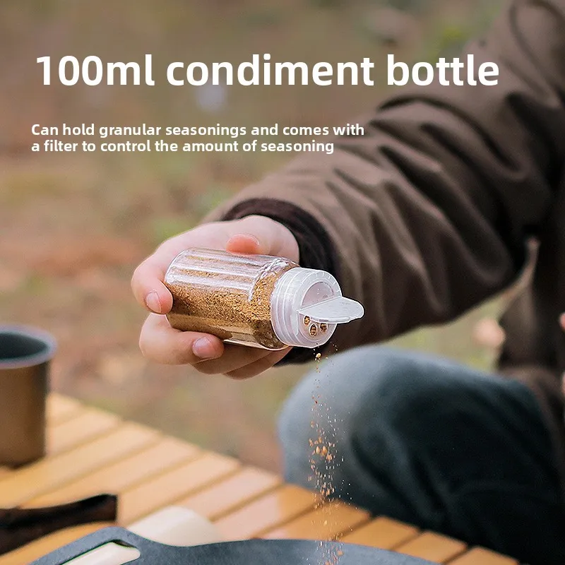 حقيبة تخزين توابل خارجية مكونة من 7 قطع، حقيبة تخزين زجاجات توابل للتخييم، مجموعة جرة توابل، حقيبة مستحضرات تجميل محمولة