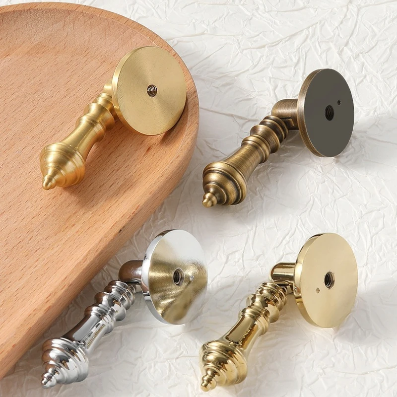 Brass American Retro and Simple Furniture Cabinet Door Single-Hole Handle, Pure Copper Modern French Pendant Cabinet Door Handle