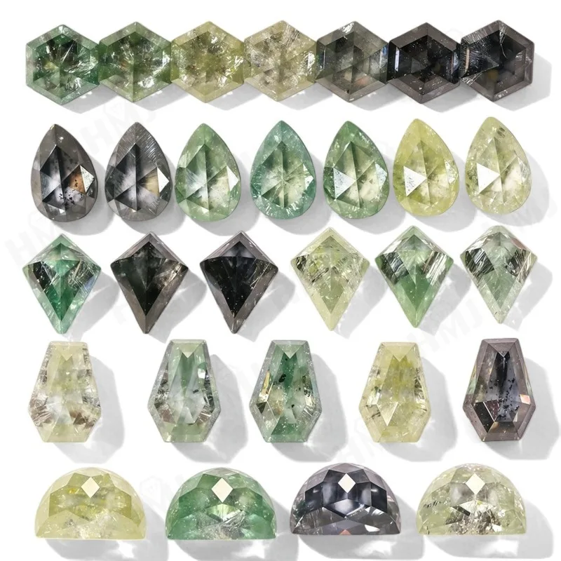 

Salt and Pepper Moissanite Hexagon Pear Kite Crescent Coffin Elongated Hexagon Cut Diy Engagement Wedding Ring Unique Exclusive