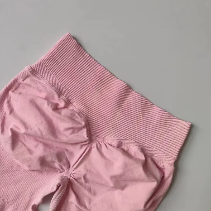Sommerliche Damen-Yoga-Shorts mit hoher Taille, nahtlos, Po-formend, hochelastisch, atmungsaktiv, für Workout und als Biker-Shorts – Detail 6
