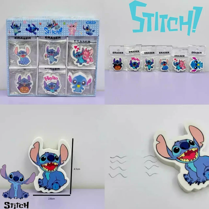 

New Random 1 Pcs Delicate Fashion Trend Disney Figure Lilo & Stitch Creative Toy Eraser Students Cute Toilet Cute Stationery