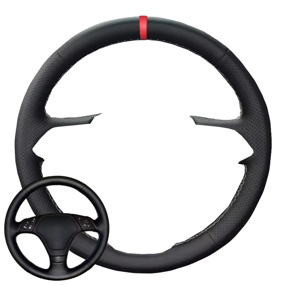 Car Lnterior Hand Stitched Wear Resistant Black Perforated Non-slip Microfiber Leather Steering Wheel Cover For BMW E36 E46 E39