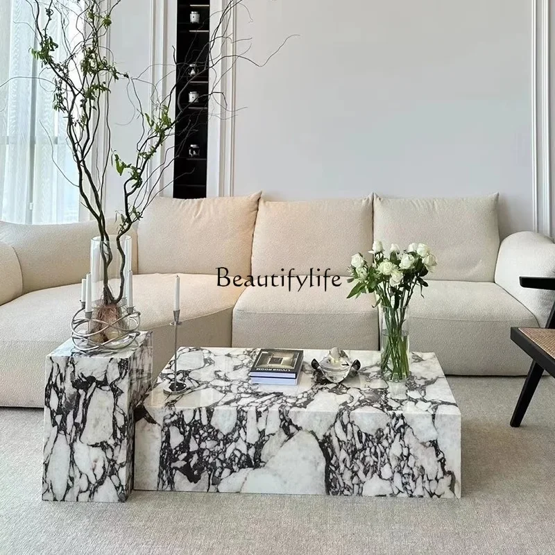 

FG10Marble coffee table French retro home living room Nordic rock slab coffee table combination