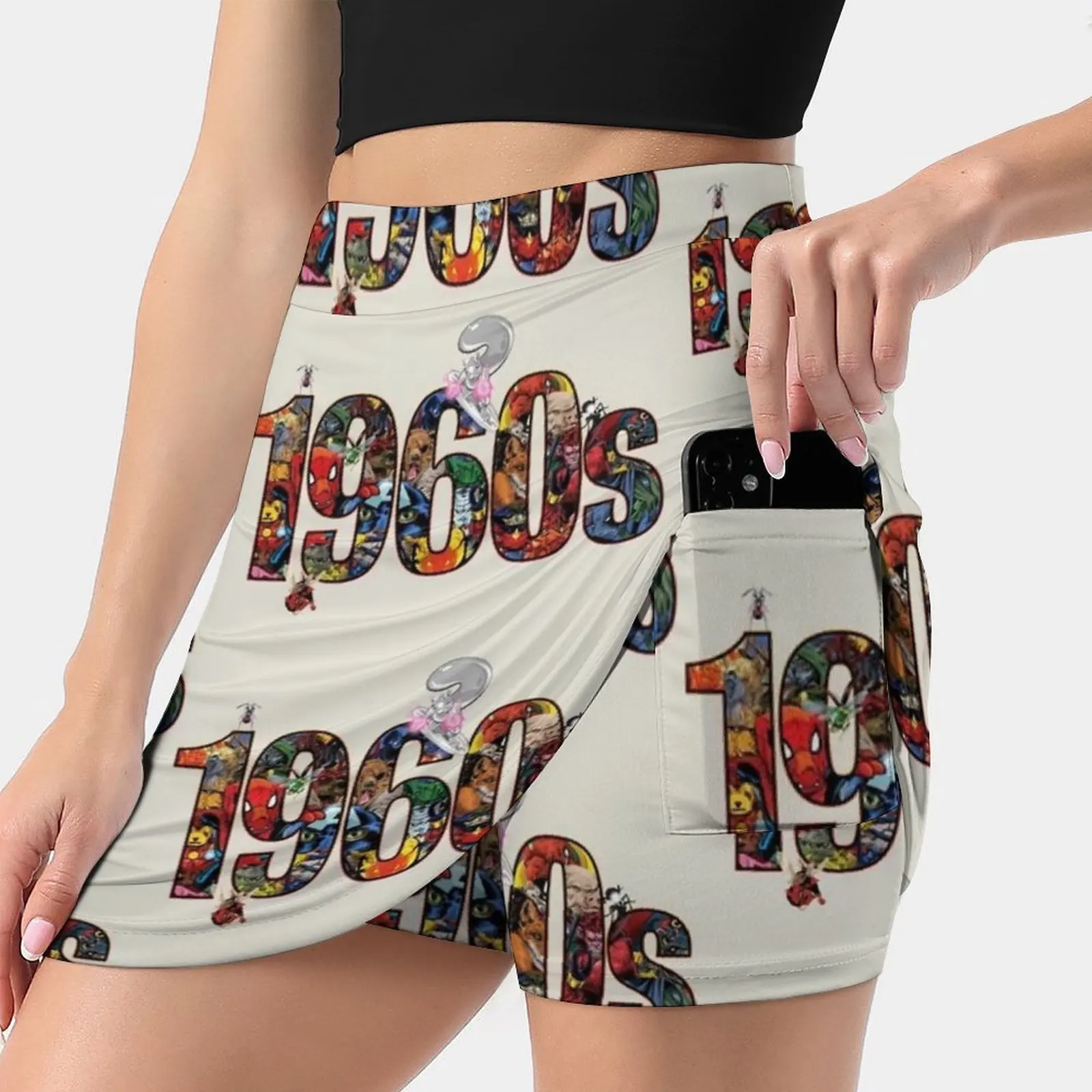 

The 1960S Women's skirt Mini Skirts A Line Skirt With Hide Pocket Super Heroes Superheroes Superhero Villain Bad Guy Animals