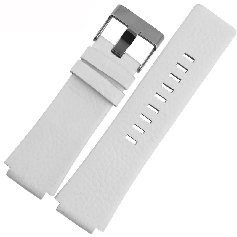 28X22mm 30X22mm Convex Mouth Genuine Leather Watchband for Diesel DZ1089 DZ1123 DZ1132 Watch Strap Bracelet Black Brown White