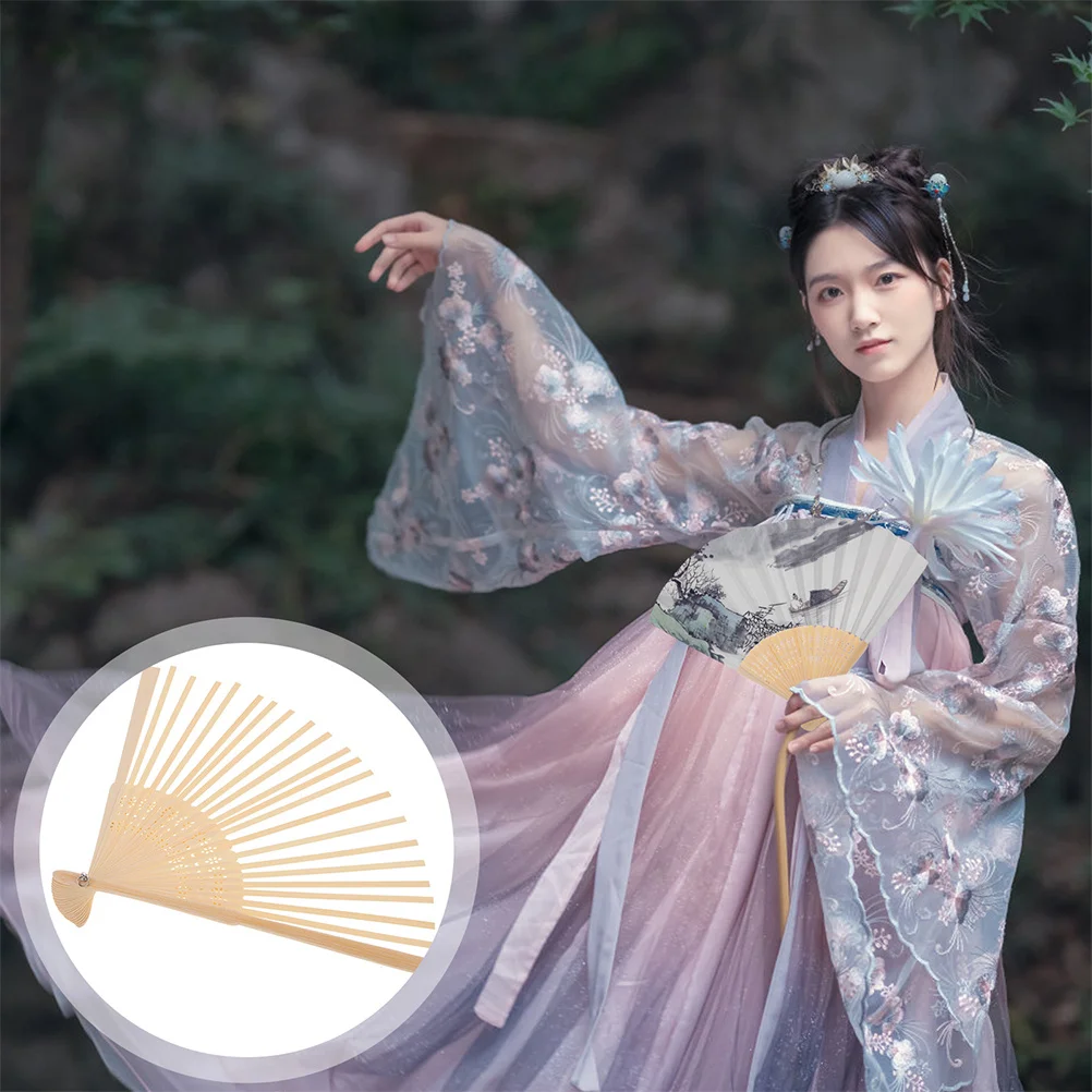 

2Pcs Sandalwood Fan Frame Elegant DIY Craft Wedding Baby Shower Birthday Party Decor Foldable Handheld Fans Hand Fans Bulk