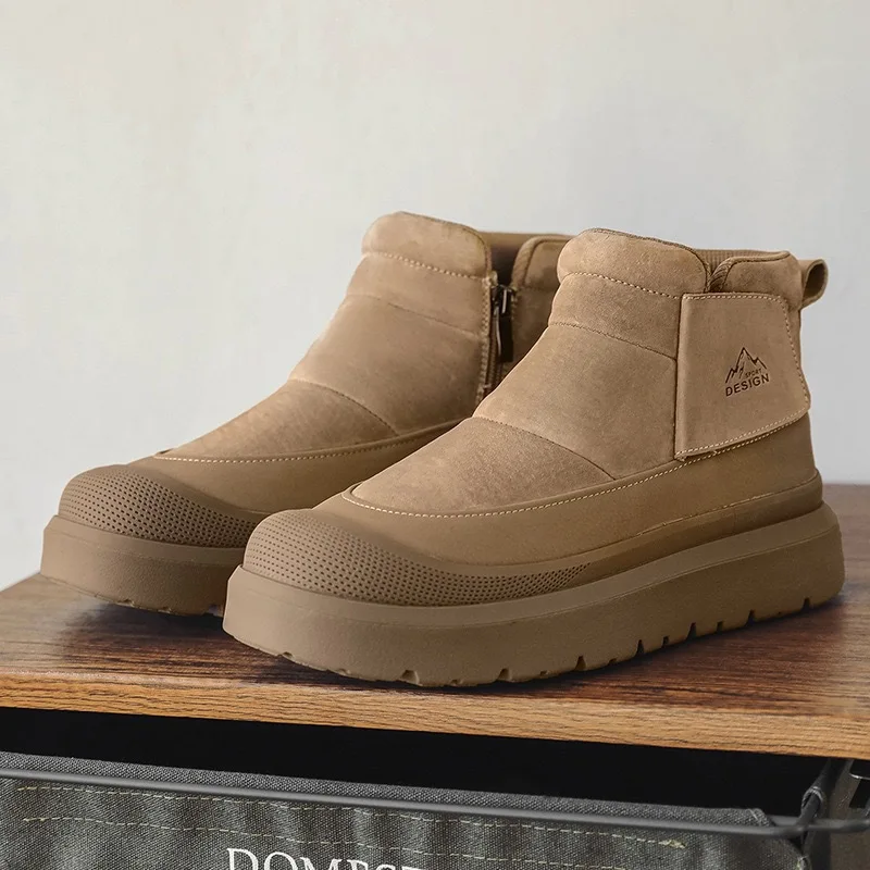 

Winter 2026 High Top Mens Cotton Shoes Furry Outdoor Plush Thick Casual Versatile Thick Sole Snow Boots For Cold Weather