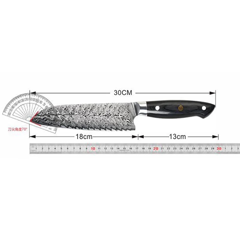 7 Inch Santoku Knife 5Cr15CoMoV Stainless Steel Blade Wood Handle Chef Cleaver Meat Slicing Vegetables Japanese Kitchen Knives