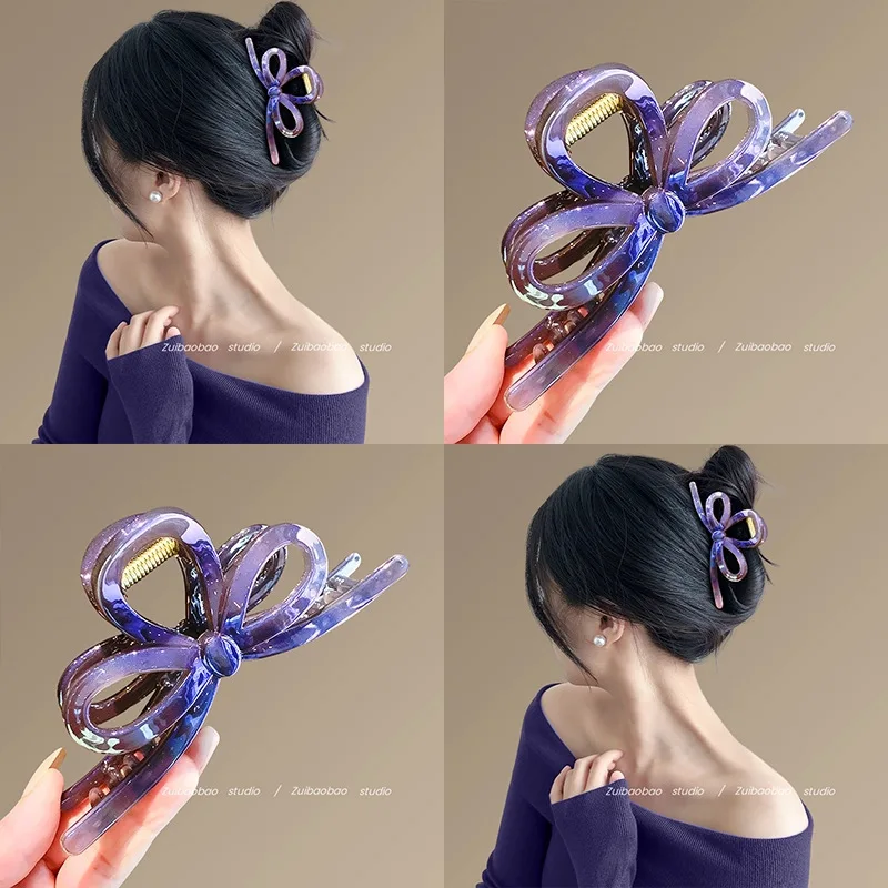 

New Butterfly Hair Clips Women Retro French Personality Jelly Hairpin Plastic Green Hair Claw Ladies Hairgrips Hair Accessories