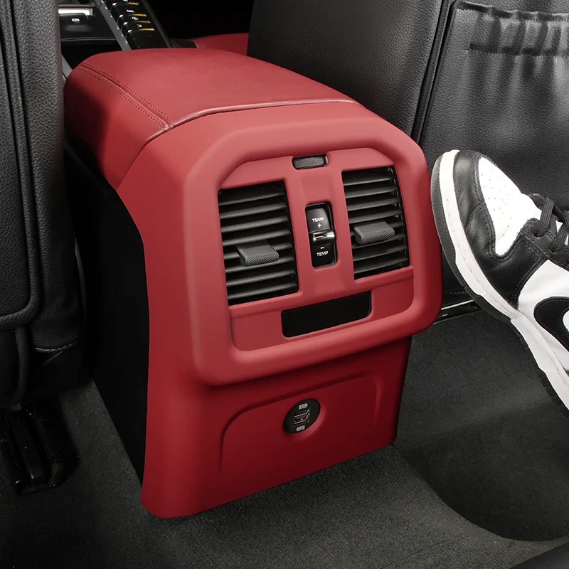 

For Porsche Macan 2014-2024 Car Rear Air Conditioning Vent Cover A/C Protector Frame Armrest Box Back Conditioner Outlet Sticker