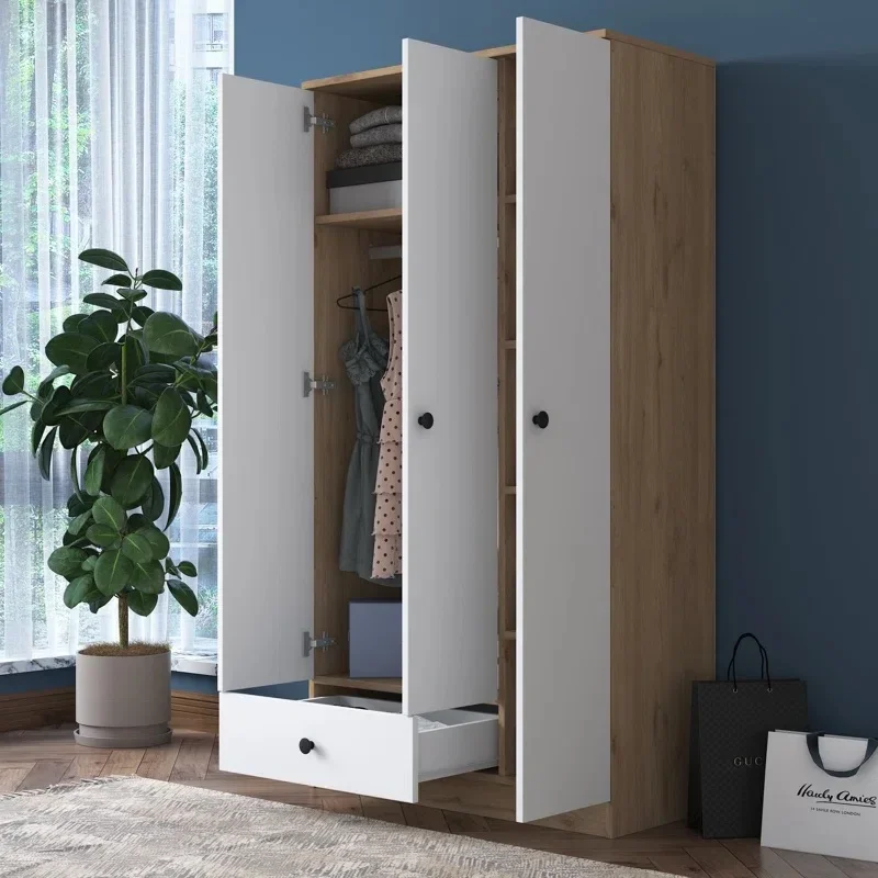 # Clothes Closet Wardrobe Cabinet One Drawers Door Shelf Design Room Furniture Bedroom Closet Wood