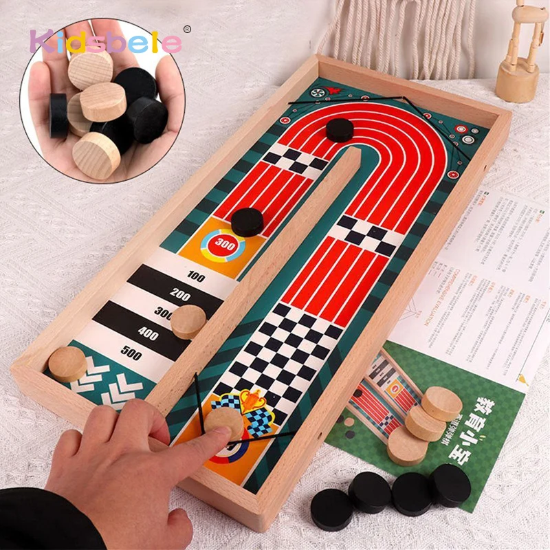 Wooden Board Game Set Toy Disc Battle Table Game Winner Curling Game Ideal For Adult Family Entertainment Interactive Chess Toys