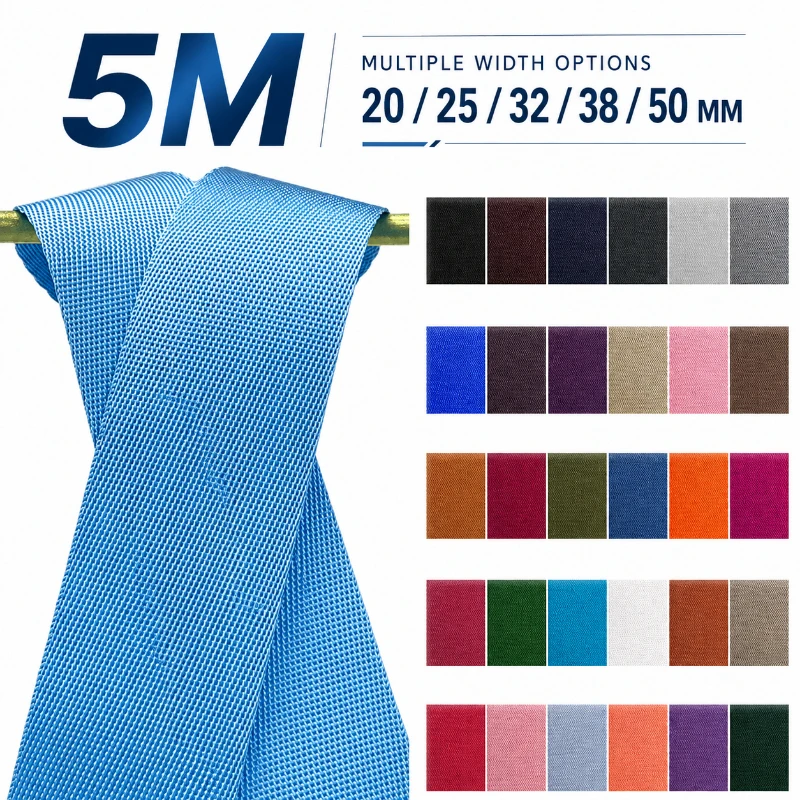 5M 20/25/32/38/50mm Nylon-Gurtband für Rucksackriemen, Haustierhalsbänder, Sicherheitsgurte, DIY-Taschen, Kleidung und Nähzubehör