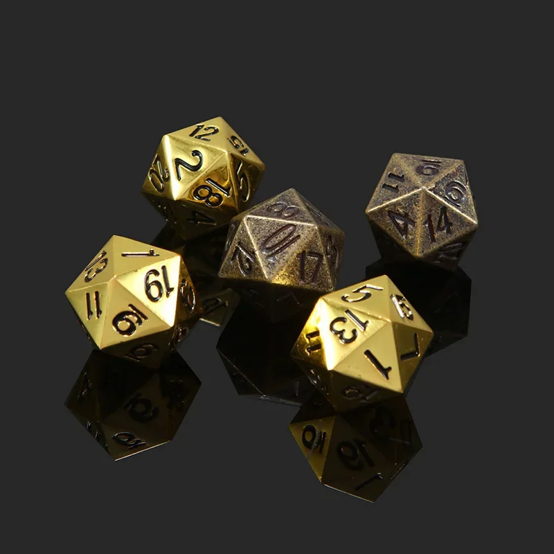 1 Piece Golden Metal Funny Dice Standard 20 Sided Decider Board Game Acessorios