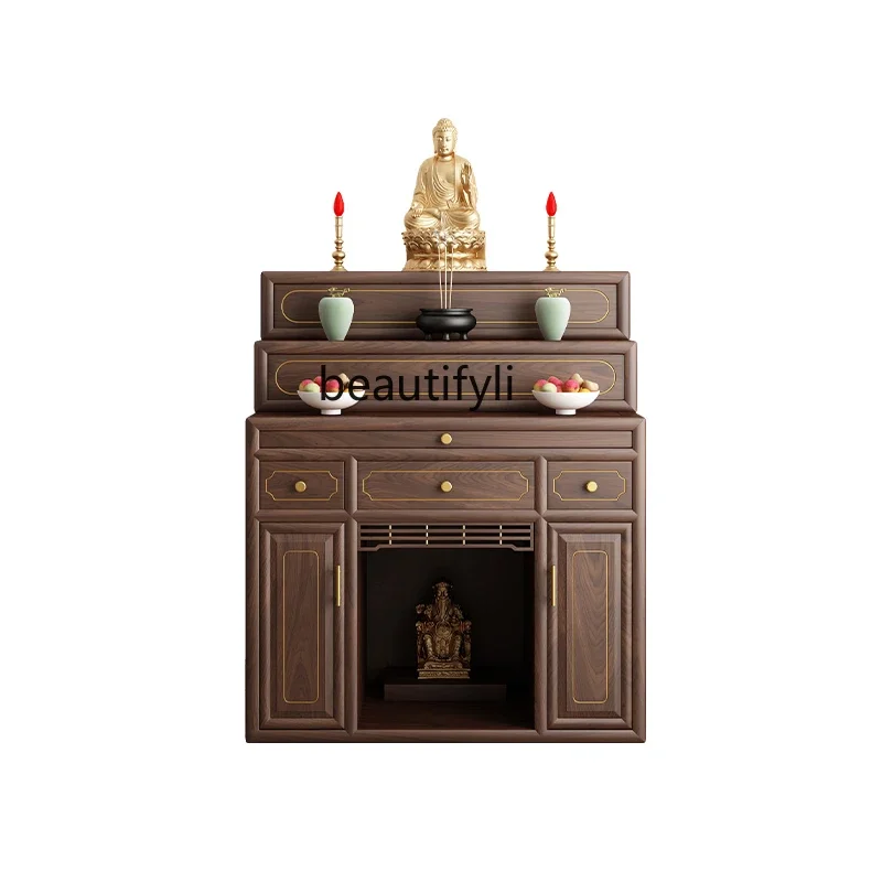 

Three Layers Altar Solid Wood Household Prayer Altar Table Table Simple Guanyin God of Wealth Incense Burner Table Living Ro A1