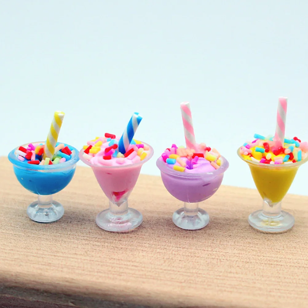 8 Pcs Dollhouse Ice Cream Fake Cone Miniature Sundae Model Simulated Accessory Adornment Models Decor Cake