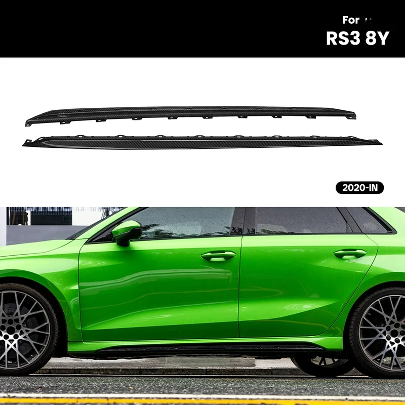 Real Dry Carbon Fiber Side Skirt Trim 2Pcs Set Universal Car Sport Exterior Modification Accessories