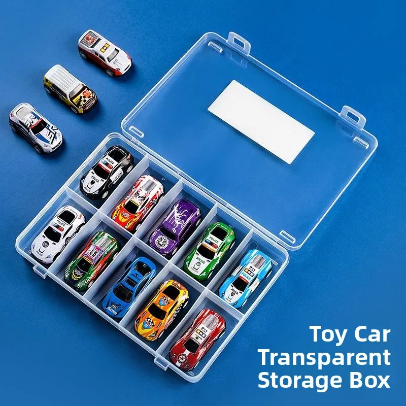 

Коробка для хранения игрушечных машинок из сплава с откидной крышкой, подставка-витрина, органайзер для коллекционных моделей детских игрушечных автомобилей