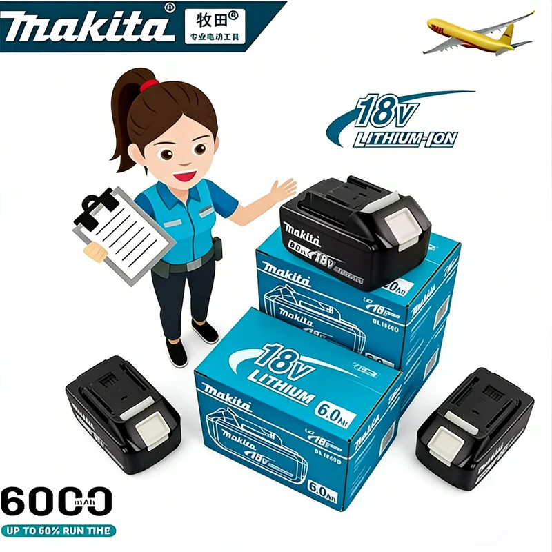 

New 2026 Original Makita 18V 6000MAH battery, for Makita BL1830， BL1830B， BL1840 ，BL1840B ，BL1850 BL1860B power tools battery