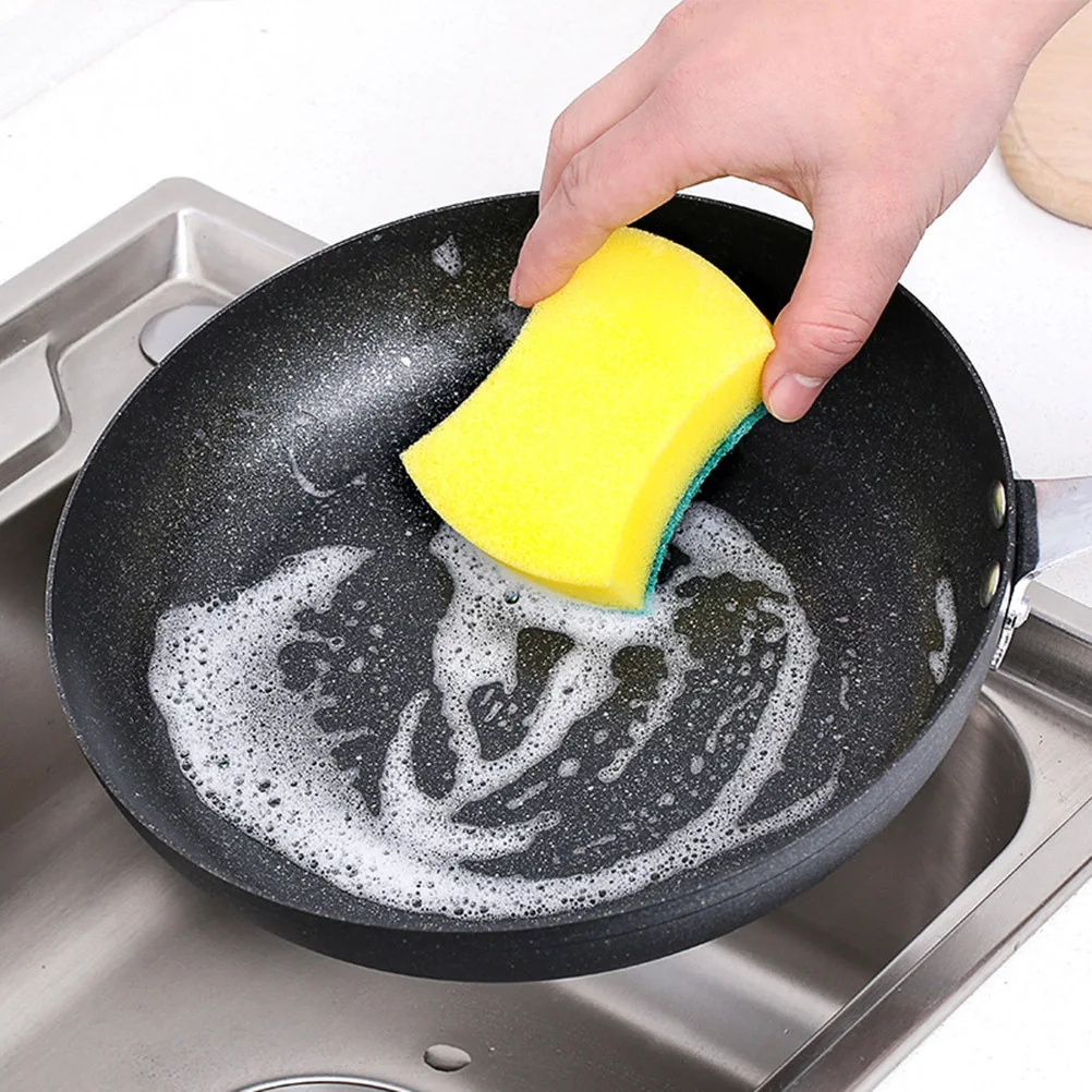 5 قطعة وسادة التنظيف على الوجهين المطبخ الحمام الغسيل ماصة غسل الصحون الإسفنج دائم الألياف النسيج الإسفنج للتنظيف