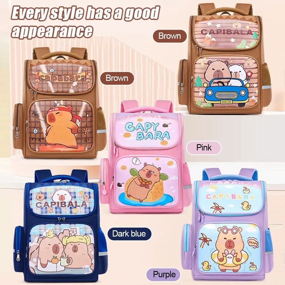 

High Quality Capybara School Bag Large Capacity Multi-pocket Backpack Water Resistant Bookbags Back To School Gift