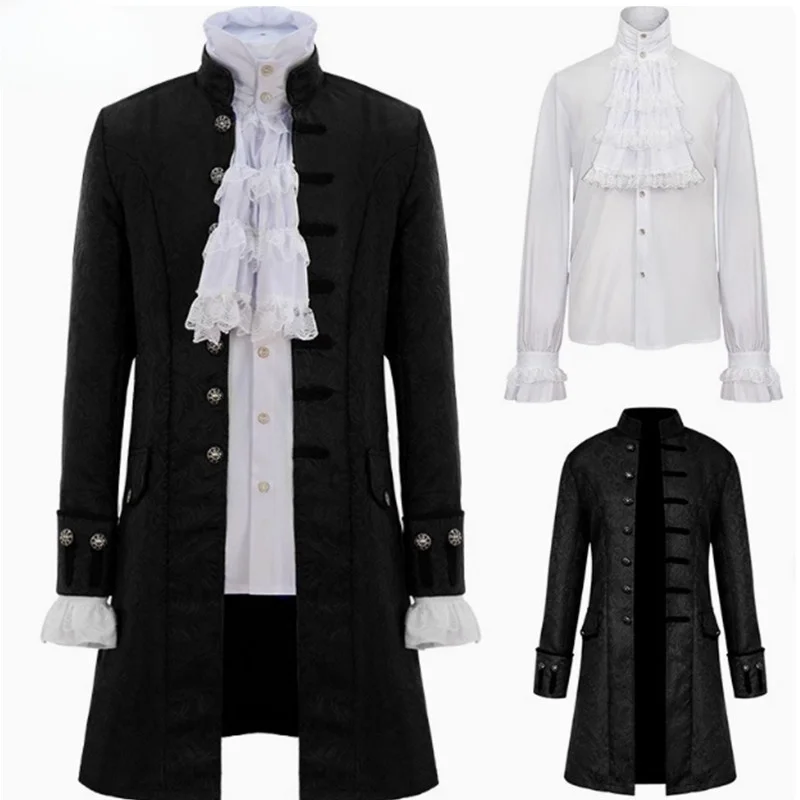Adulto loween cosplay príncipe innerwear fraque comprimento médio jaet tribunal europeu masculino usar fibra de poliéster 00% traje de palco