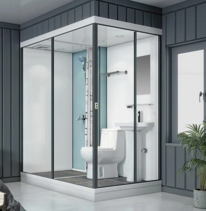 

for Prefab Indoor All in One Modular Completed Shower Room Cabin With Toilet & Light Modular Bathroom Shower Pod