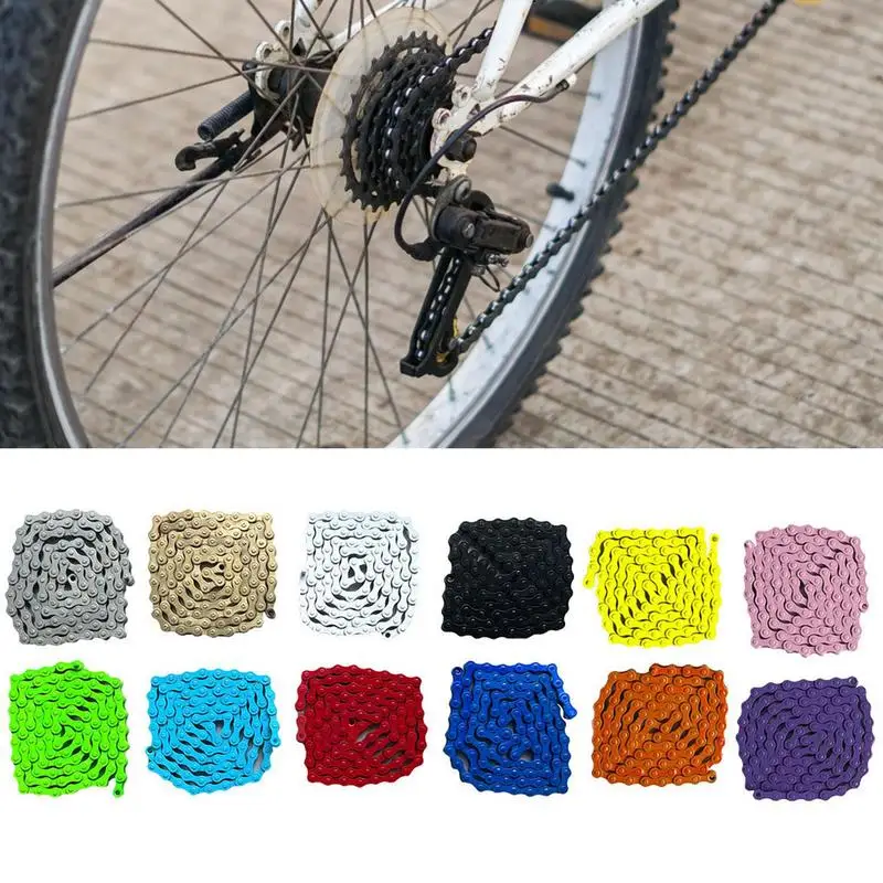 Single Speed Bicycle Chain Color Carbon Steel Bike Chain Durable 94 Section Single Speed Chain Ultralight MTB Road Bike Chains