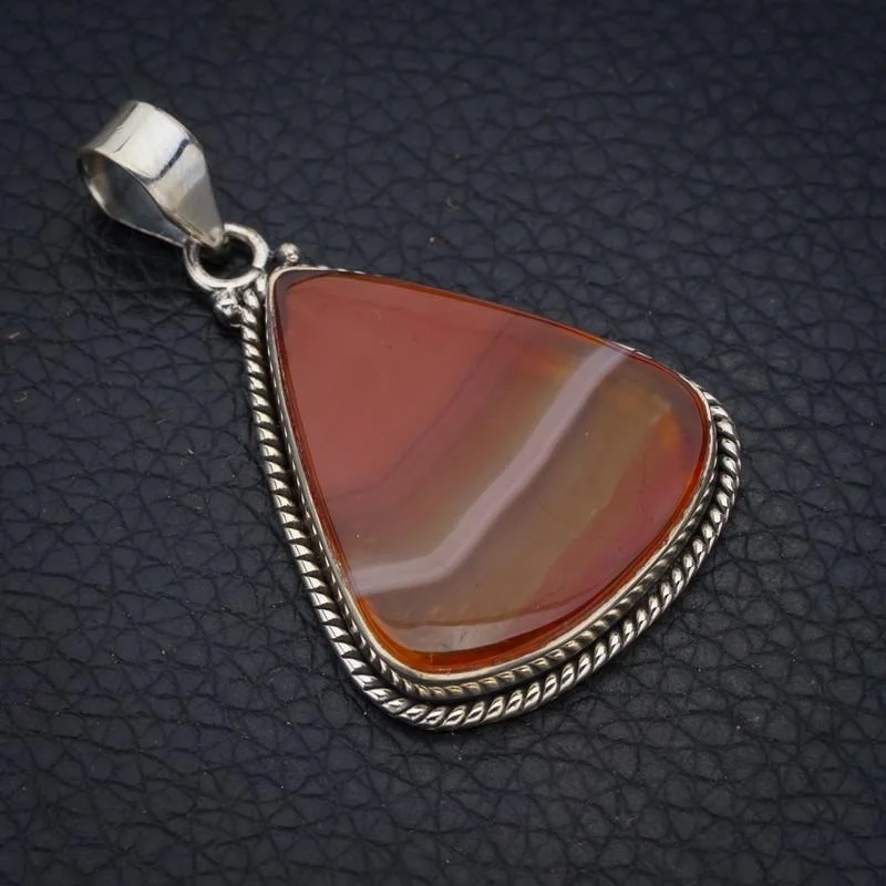 

StarGems Botswana Agate Handmade 925 Sterling Silver Pendant 1.75" F4465