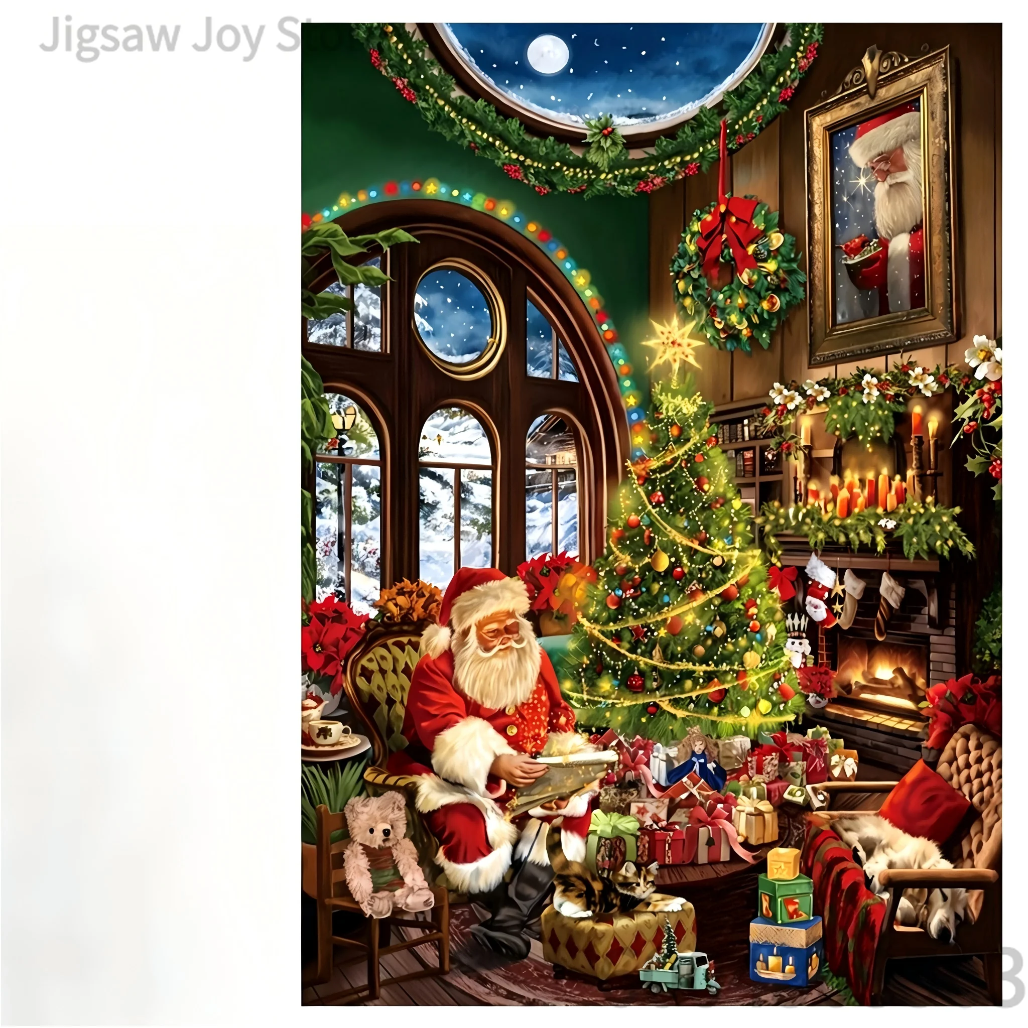 500-2000Pcs Jigsaw Puzzle Christmas Red Truck Snowman Village Santa Claus Tree Scenery Adult Stress Relief Toy Xmas Gift