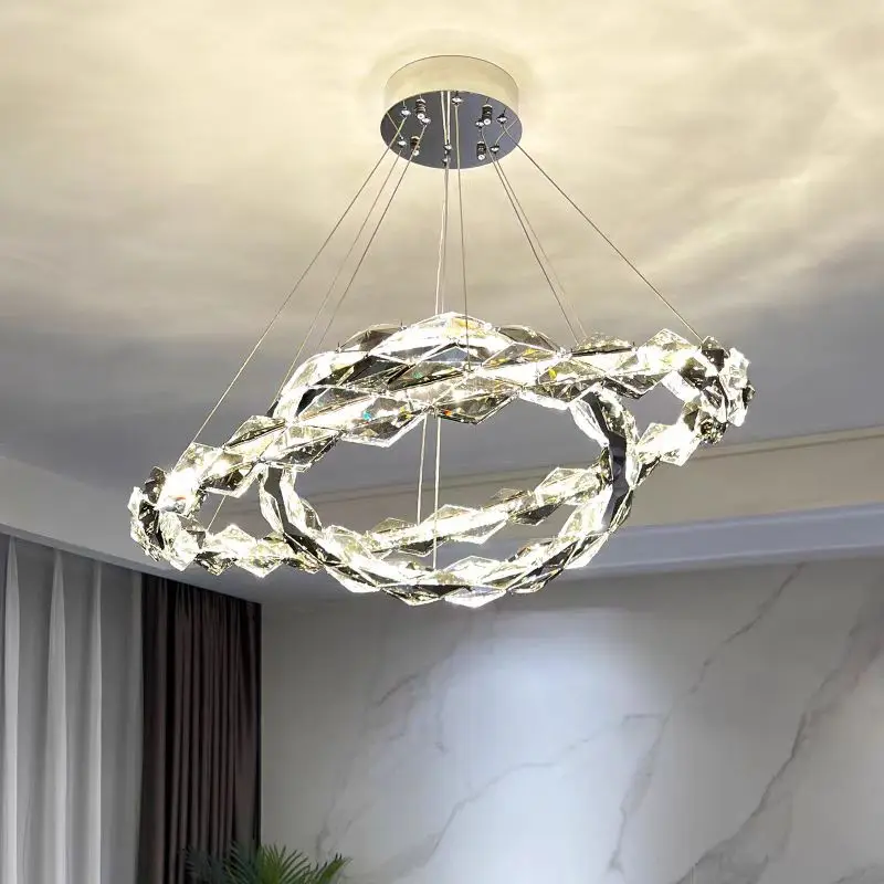 

Rings Lustre Modern Dimmable Crystal LEDCeiling Chandelier Light For Whole House PackageIndoor Decor Lighting Fixture，for home