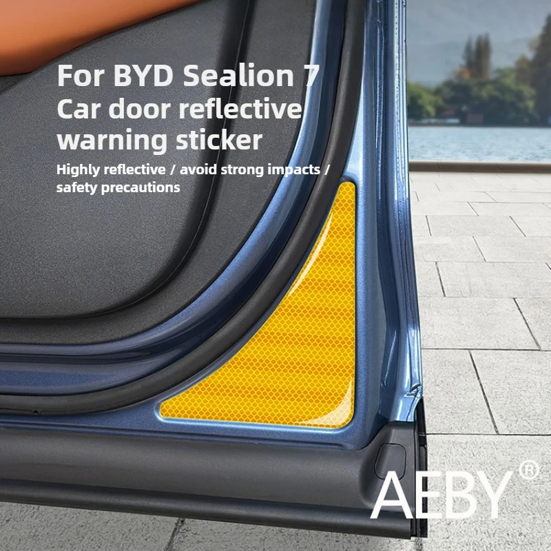 

AEBY For BYD Sealion 7 2024 Car Door Reflective Sticker Glow in Dark Warning Decal, Anti Collision Easy Install Accessories