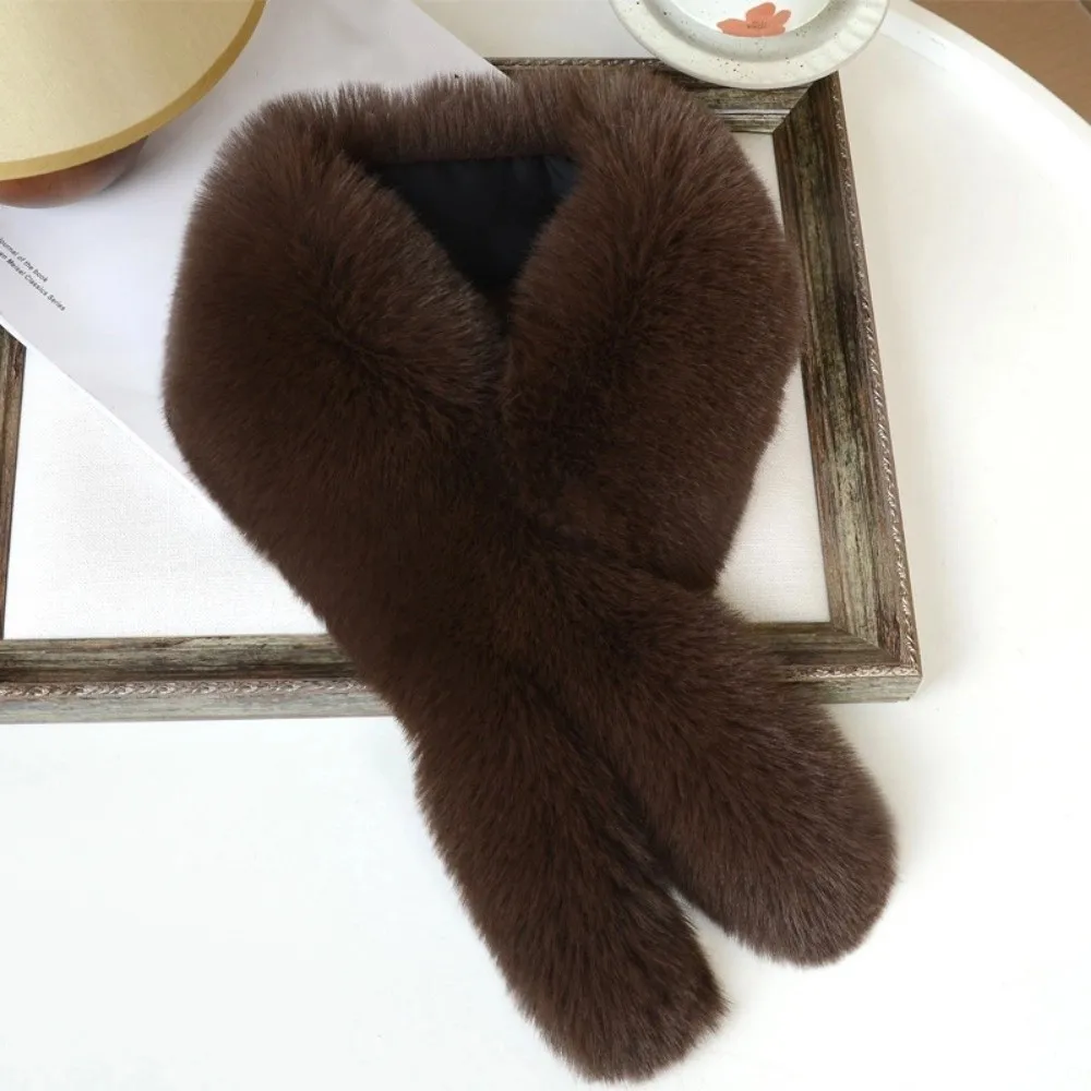 

Мягкий плюшевый пушистый меховой шарф, однотонный утолщенный теплый шейный платок, имитация лисьего волоса, морозостойкие шарфы с воротником, грелки для шеи
