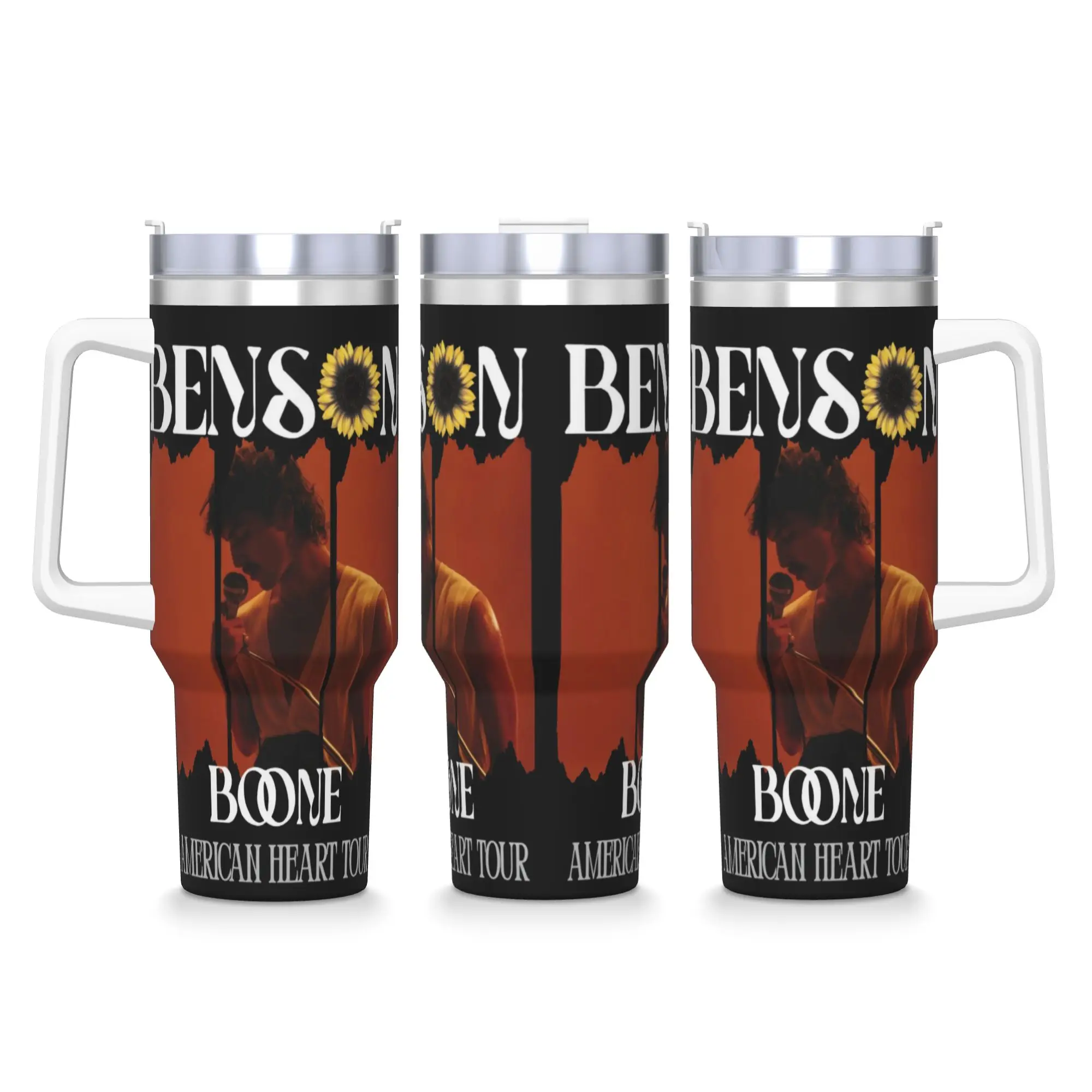 

BensonBoone American Heart Tour Tumbler Cold and Hot Water Bottle Leakproof Stainless Steel Coffee Mug Custom Driving Car Mugs