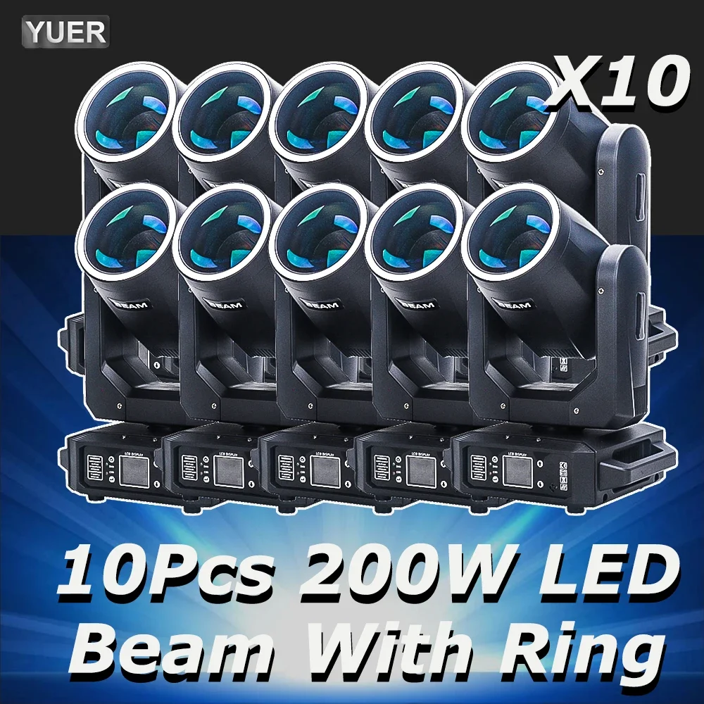 10 unids/lote LED con anillo de luz con cabezal móvil 200W haz + punto + 18 prismas giratorios + efecto arcoíris Dmx efecto de luz de escenario Disco Dj